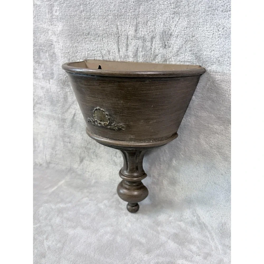 Vintage Homco Urn Wall Pocket Planter Brown‎ Pedestal Hollywood Regency